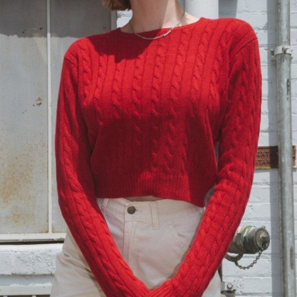 Adorable Brandy Melville Olsen sweater in red!!